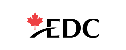 Black text that says "EDC" with a red maple leaf on the left